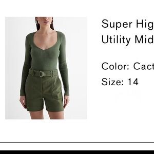 Super high waisted Utility belted Shorts- Green